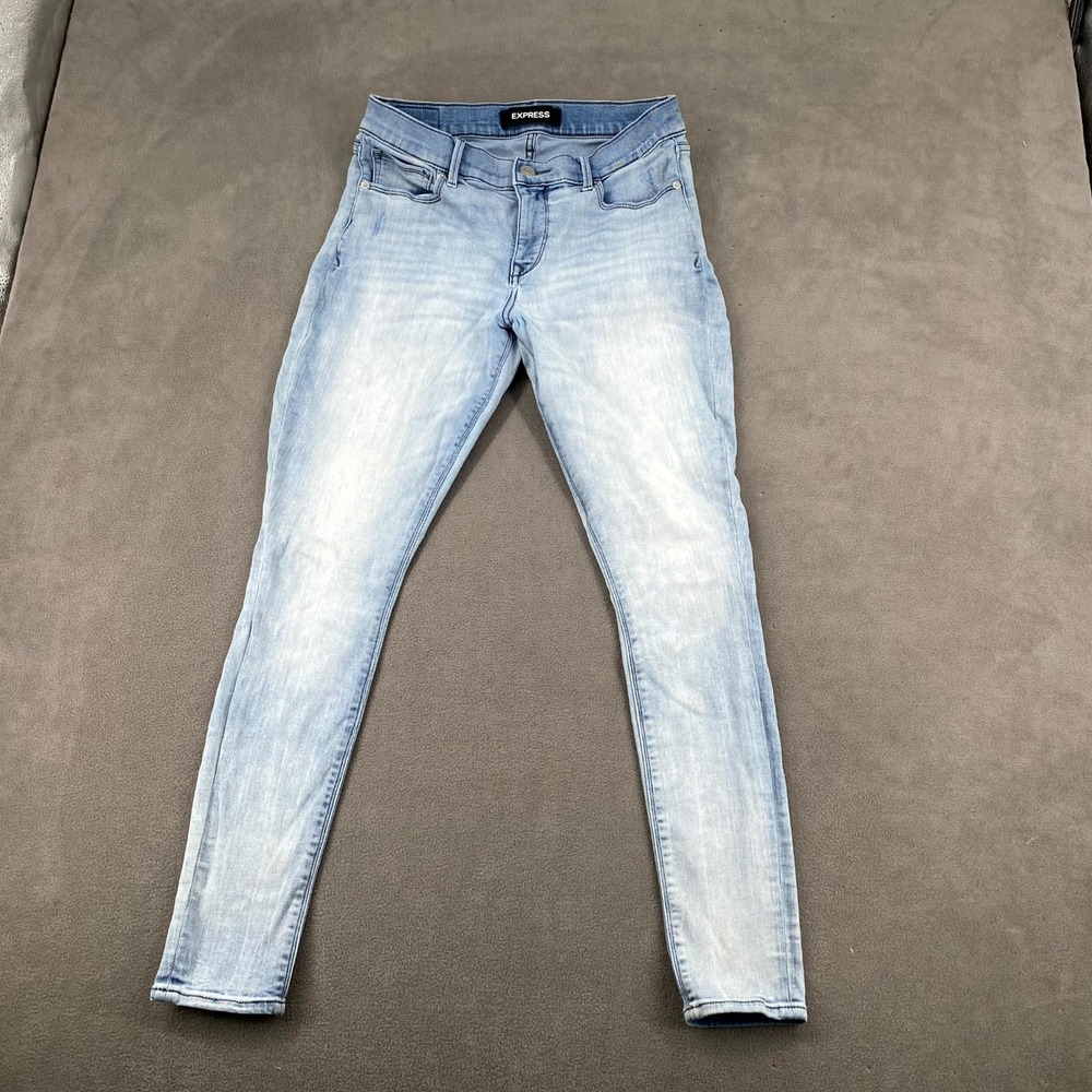 Express Perfect Curves Legging Jeans Womens 8R‎ Blue Denim Whiskering Mid Rise